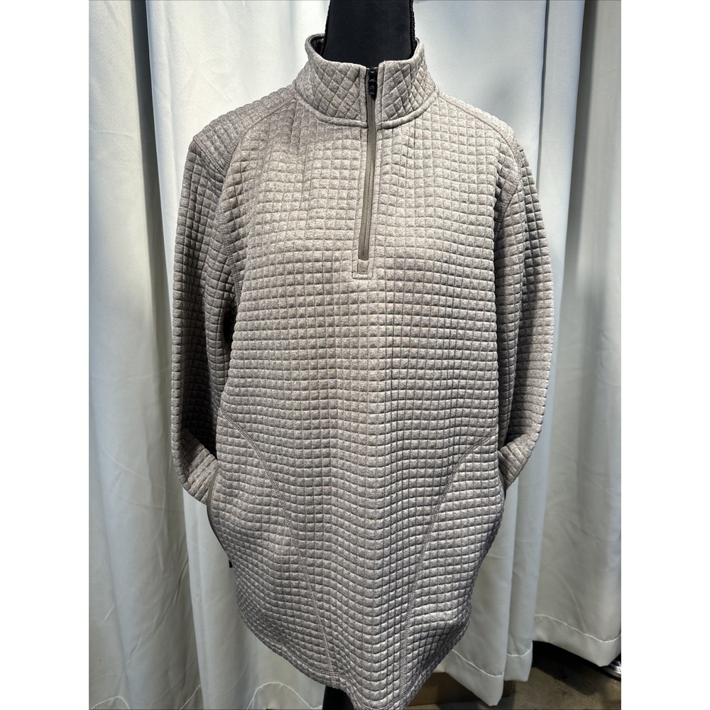 Solaris Waffle Quilted 1/4 Zip Size Medium‎ Brown With Pockets Winter Warm Comfy